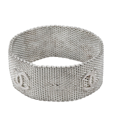 Chanel Vintage Silver Mesh CC Bracelet