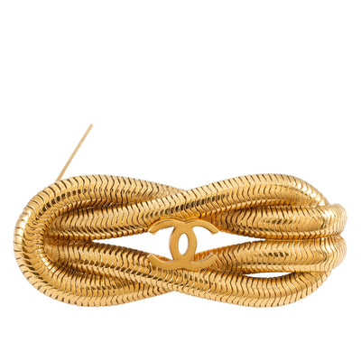 Chanel Vintage Gold Rope Knot CC Brooch