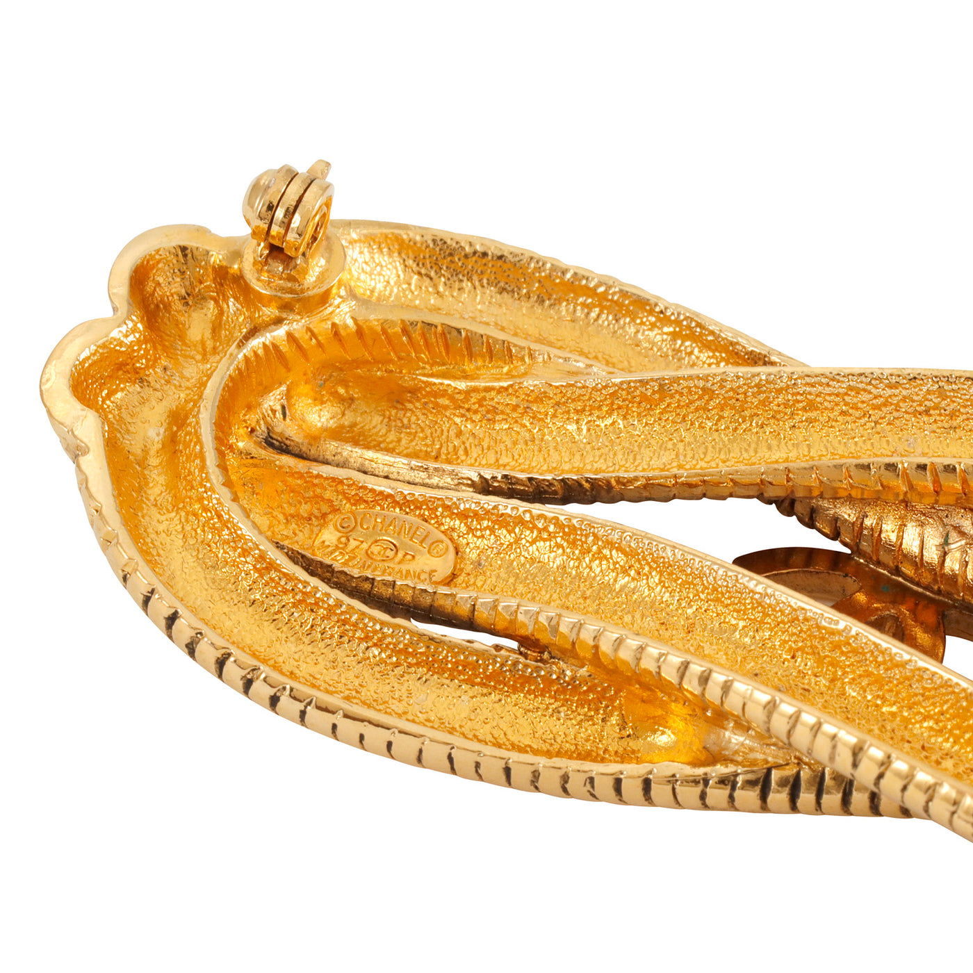 Chanel Vintage Gold Rope Knot CC Brooch
