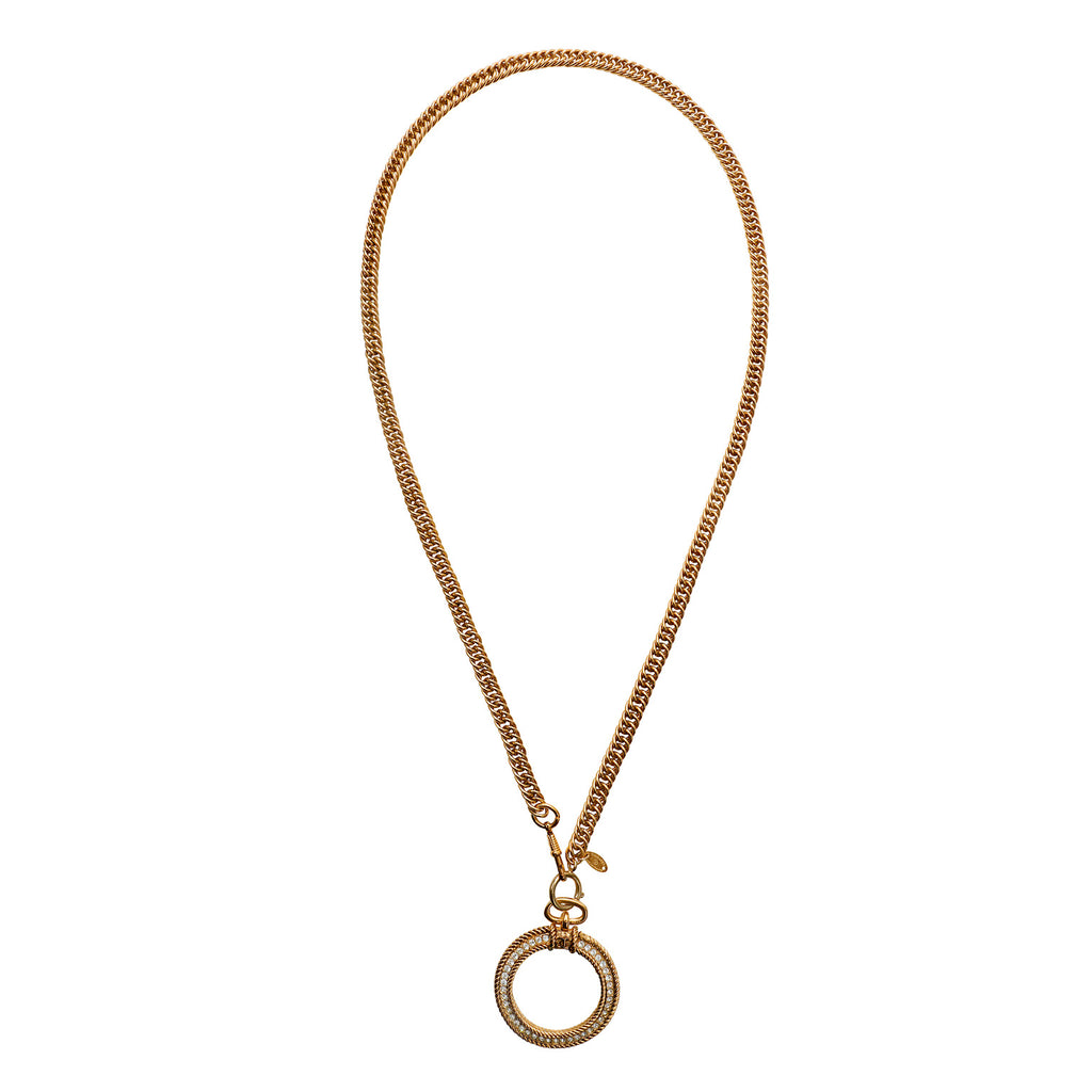 Chanel 24kt Gold Plated Monocle Necklace w/ Crystal Details – Only  Authentics