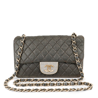 Chanel Metallic Black and Gold Crystal Flap Bag