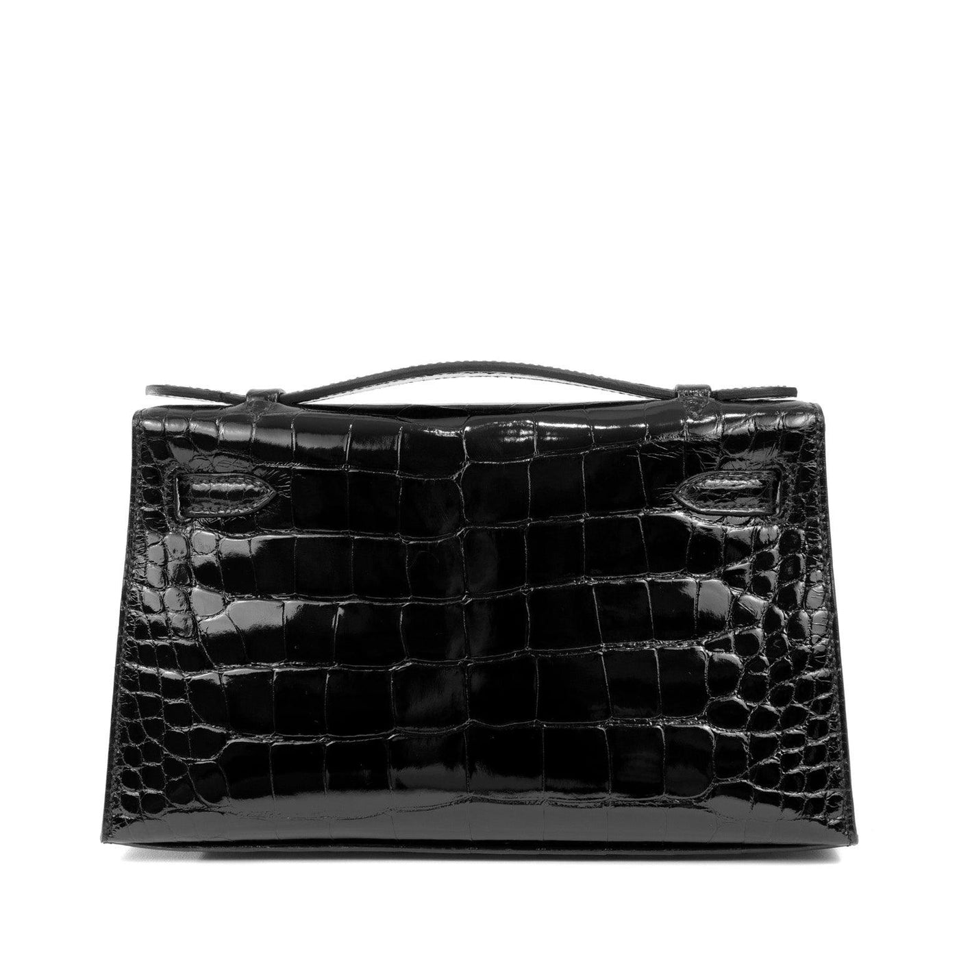 Hermès New Black Crocodile Niloticus Pochette Skin Kelly with Gold Hardware - Only Authentics