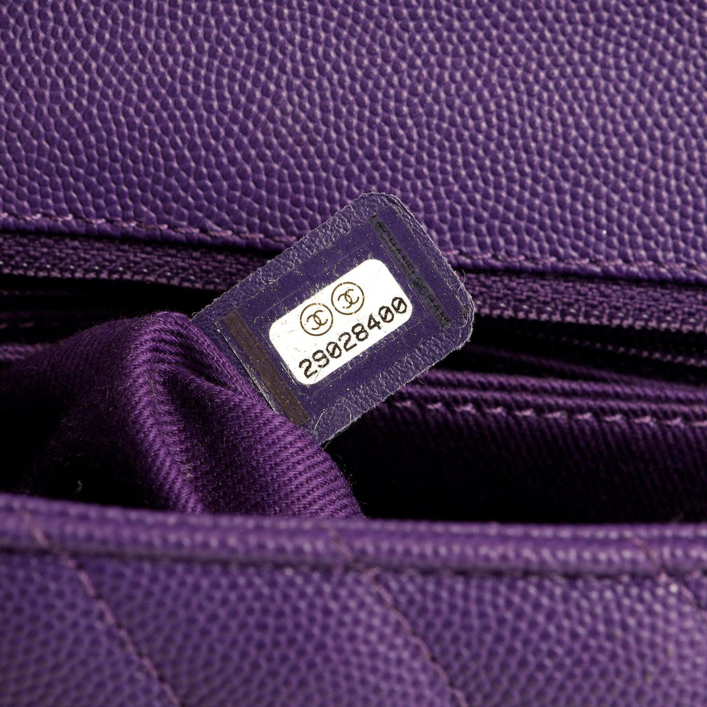 Chanel Purple Caviar Chevron Mini Coco Handle Bag - Only Authentics