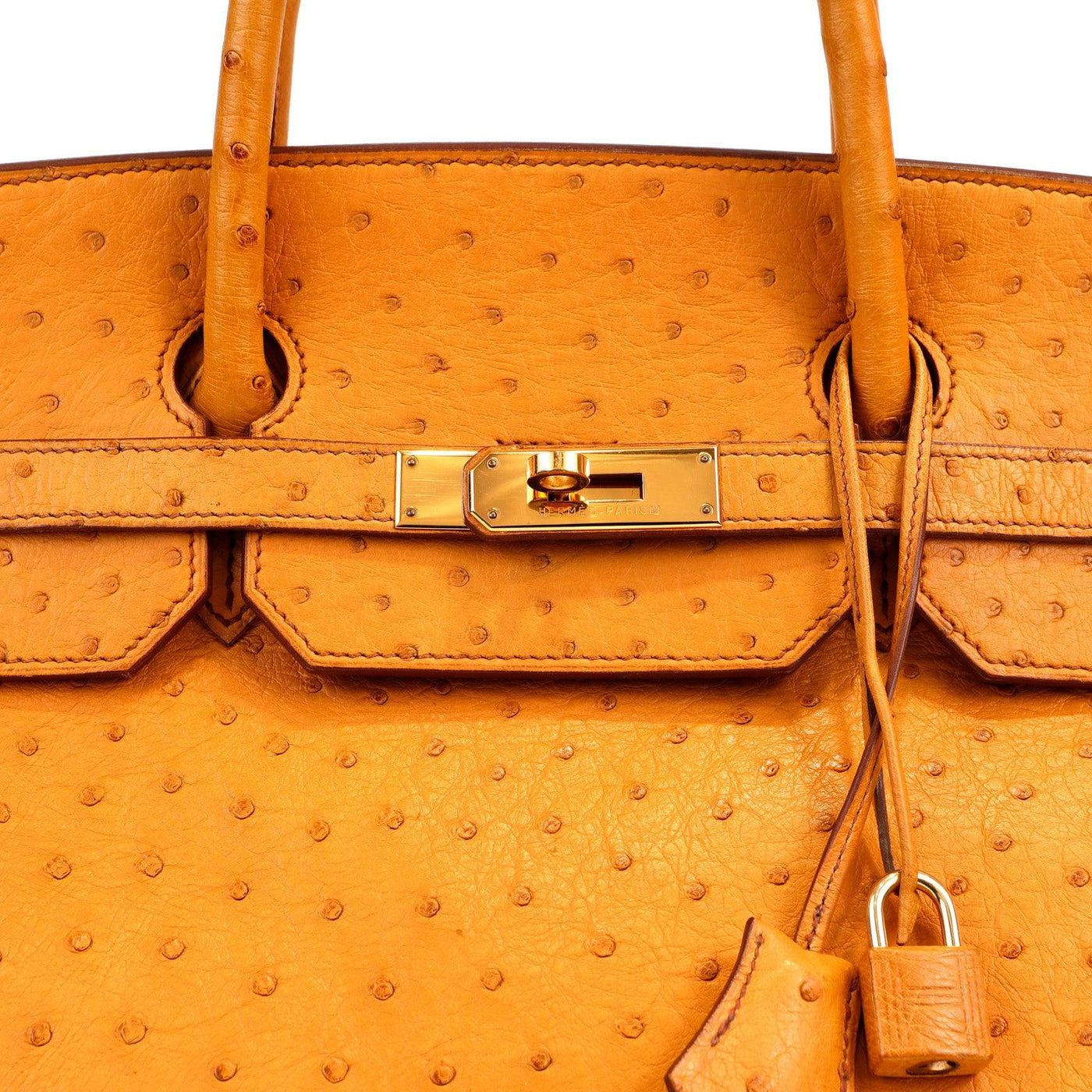 Hermès 40cm Saffron Ostrich Birkin with Gold Hardware - Only Authentics