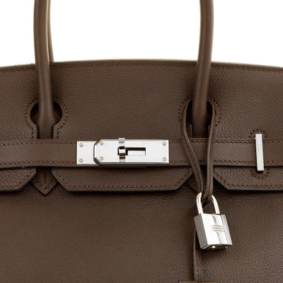 Hermès 30cm Deep Brown Evergrain Birkin Palladium Hardware - Only Authentics