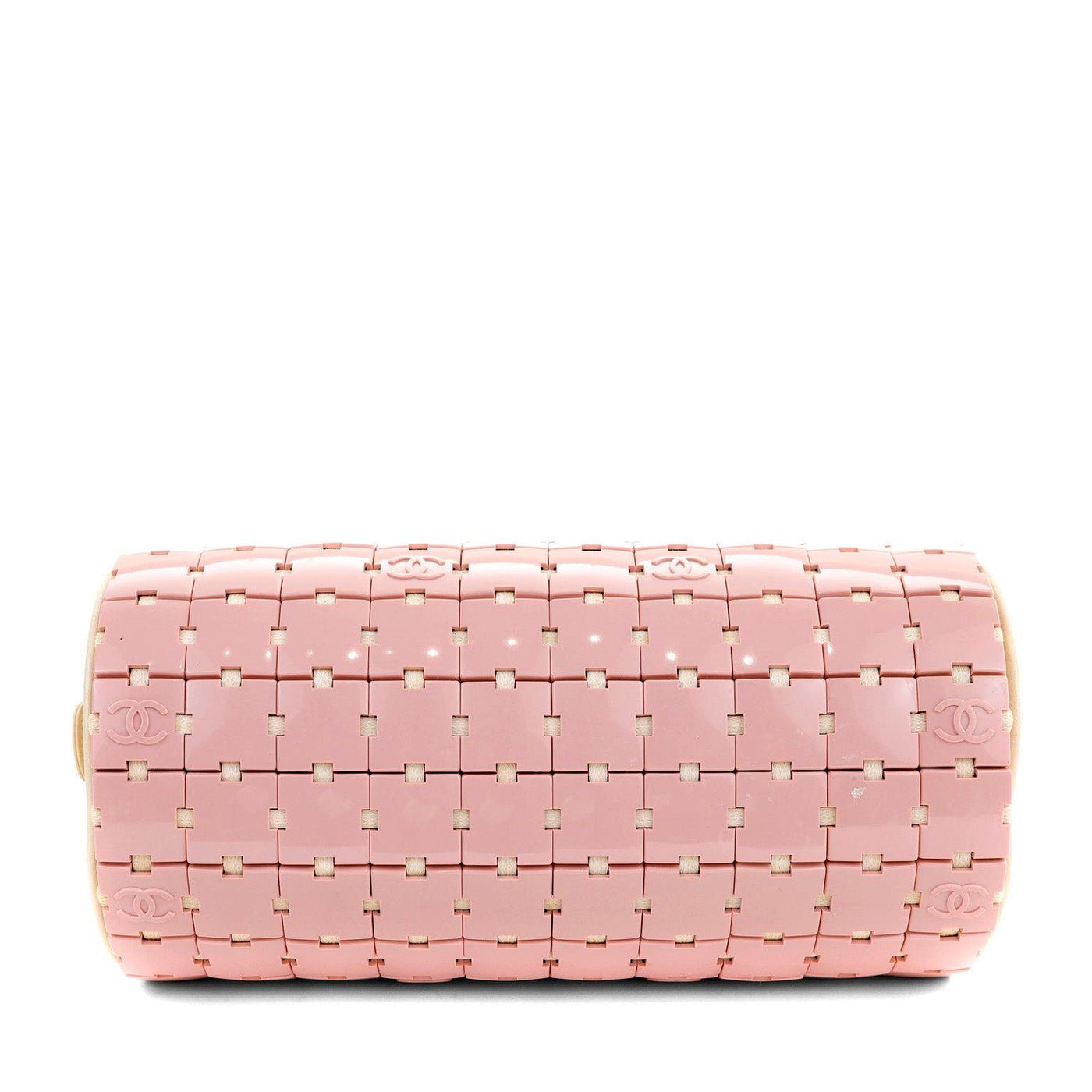 Chanel Pink and Beige Lucite Puzzle Mini Barrel Duffel Handbag RARE - Only Authentics