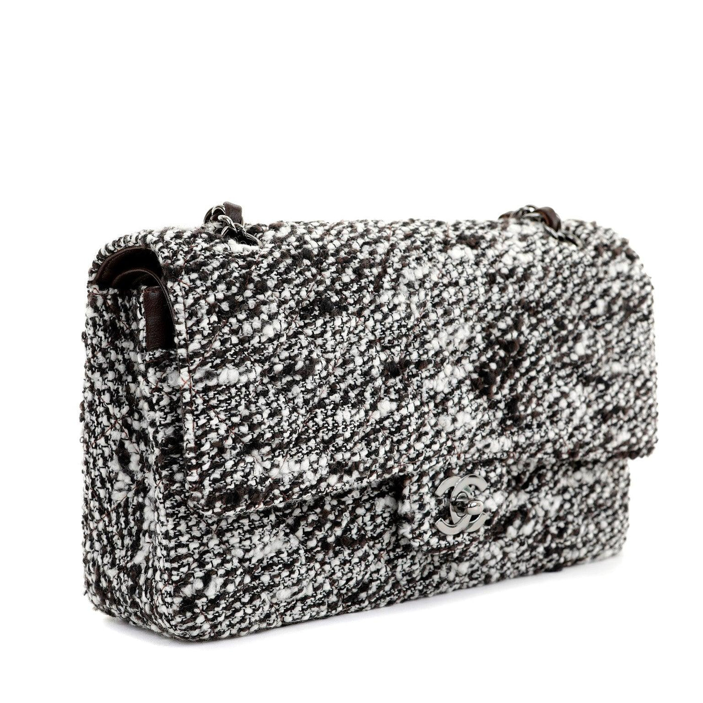 Chanel Coffee Tweed Runway Medium Classic with Silver Hardware - Only Authentics