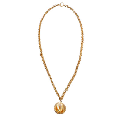 Chanel Vintage Runway Gold CC Ball Pendent Necklace