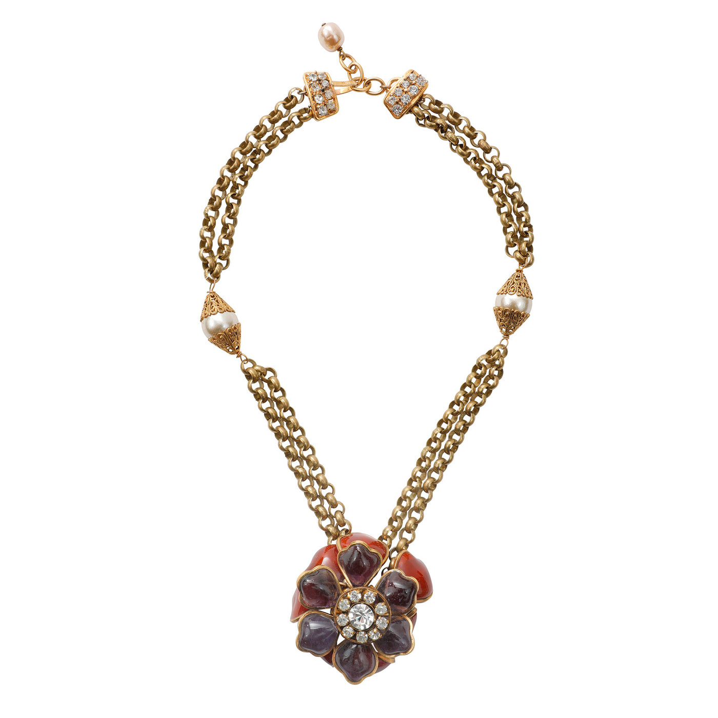 Chanel Vintage Gripoix and Pearl Camellia Choker