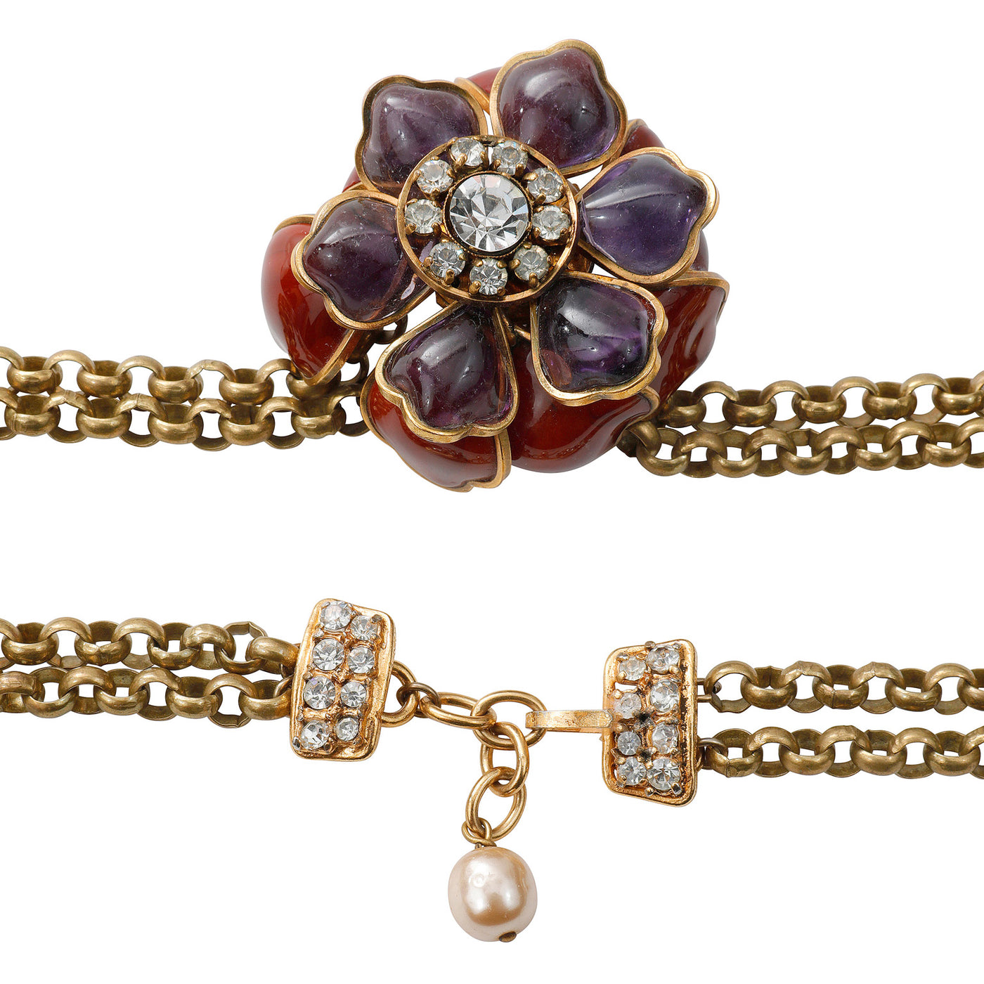 Chanel Vintage Gripoix and Pearl Camellia Choker