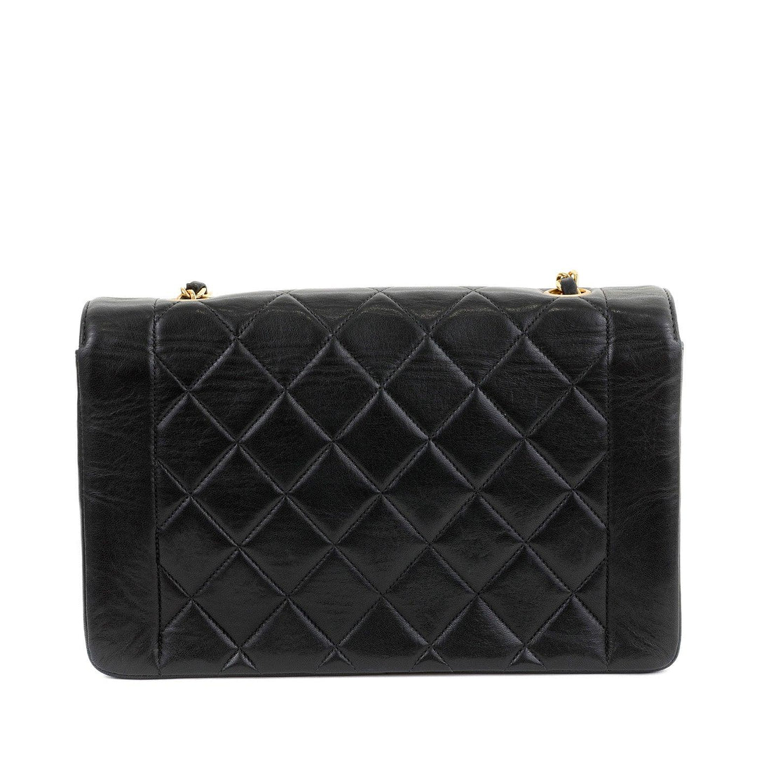 Chanel Black Lambskin Real Princess Diana Classic Medium with Gold