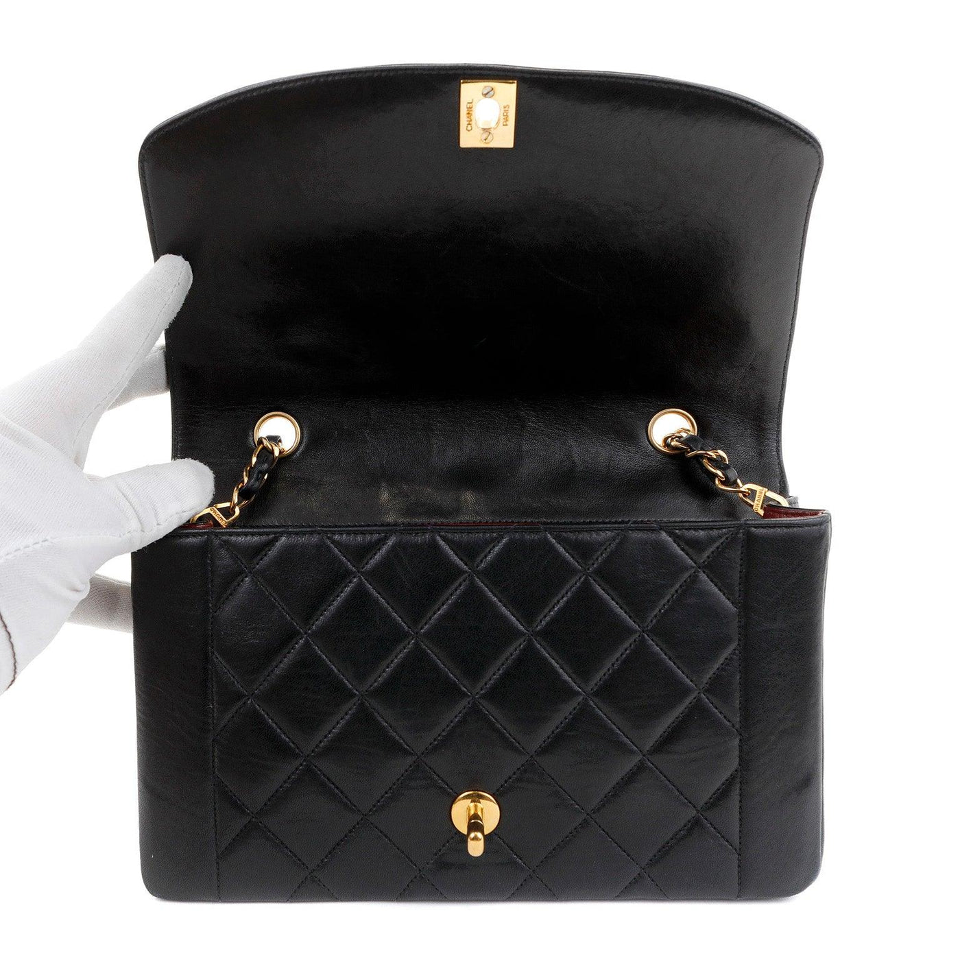 Chanel Black Lambskin Medium Princess Diana Classic with Gold Hardware - Only Authentics