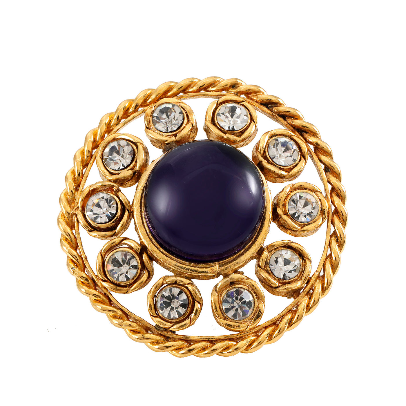 Chanel Blue Gripoix Pin/Pendant w/ Gold Hardware