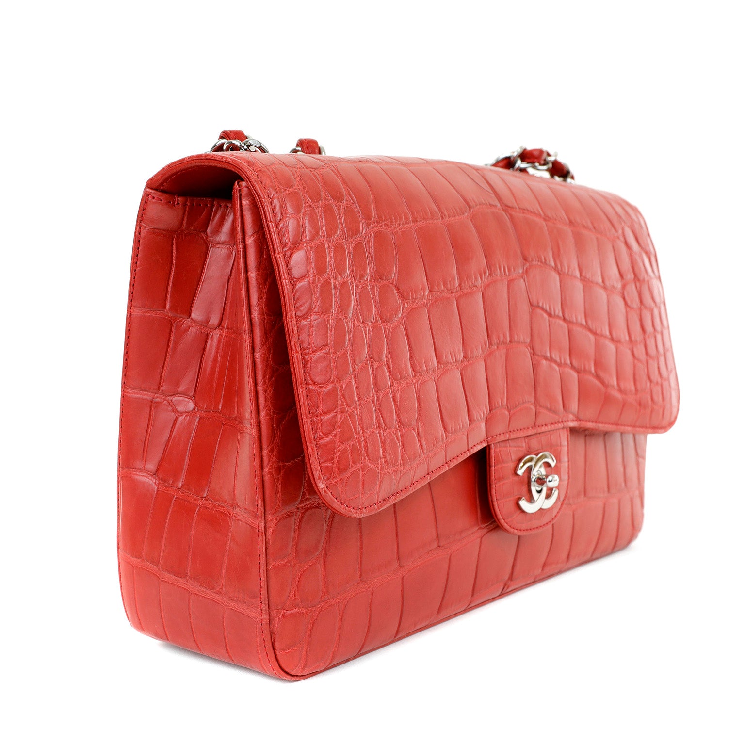 This Chanel Red Crocodile Jumbo Classic is a stunning luxury handbag – Only  Authentics