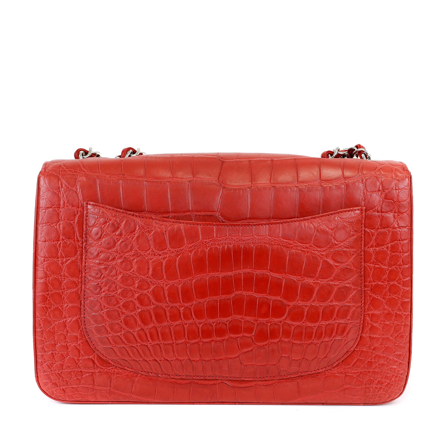 This Chanel Red Crocodile Jumbo Classic is a stunning luxury