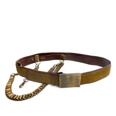 Chanel Green Pony Hair and Draped Chains Runway Belt - Only Authentics