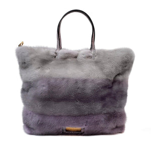 Valentino Purple Ombre Striped Mink Tote Bag - Only Authentics