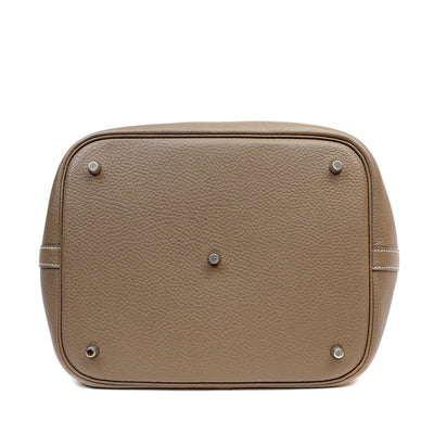 Hermès 26cm Taupe Clemence Picotin Lock Bag - Only Authentics