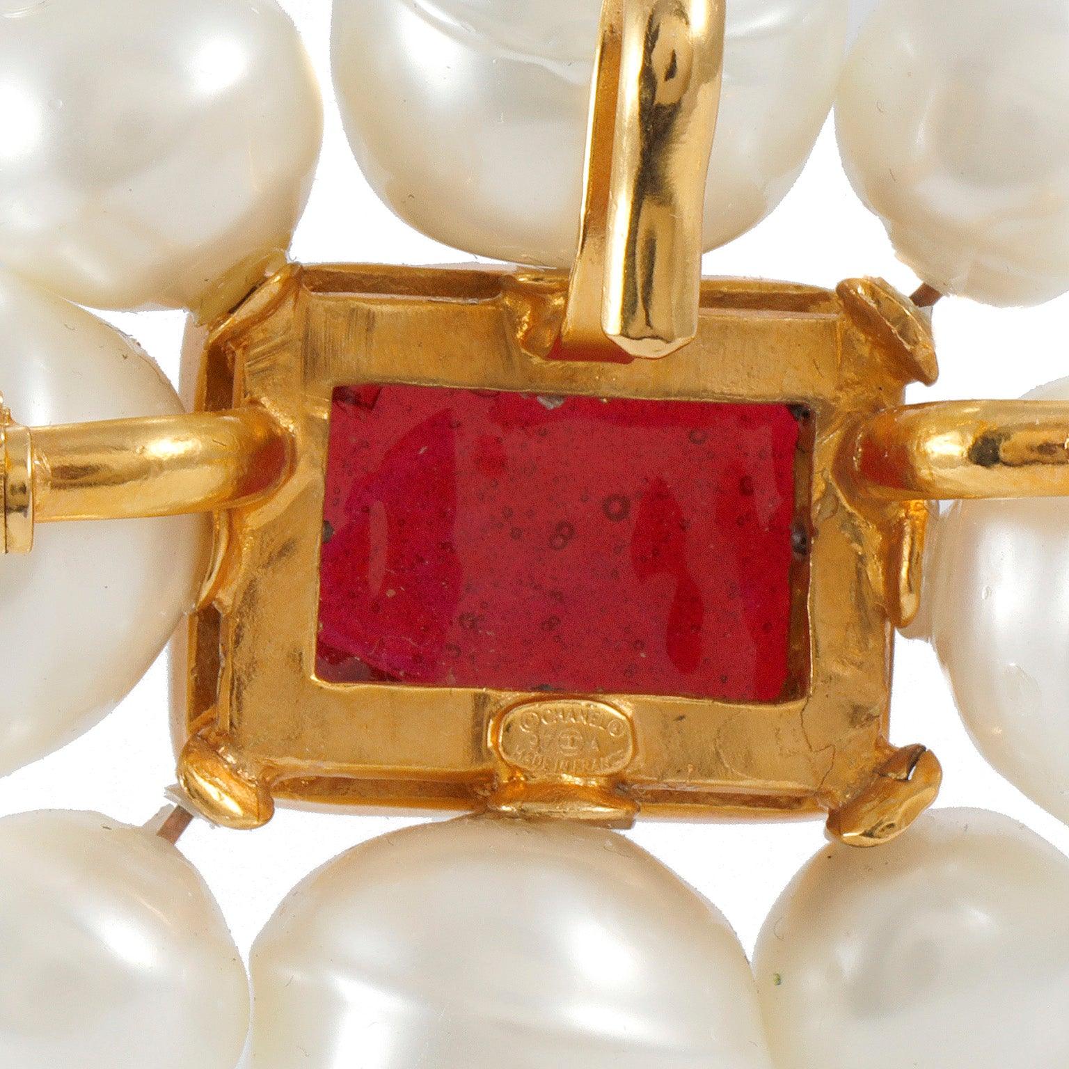 Chanel Pearl and Gripoix Flower Brooch - Only Authentics