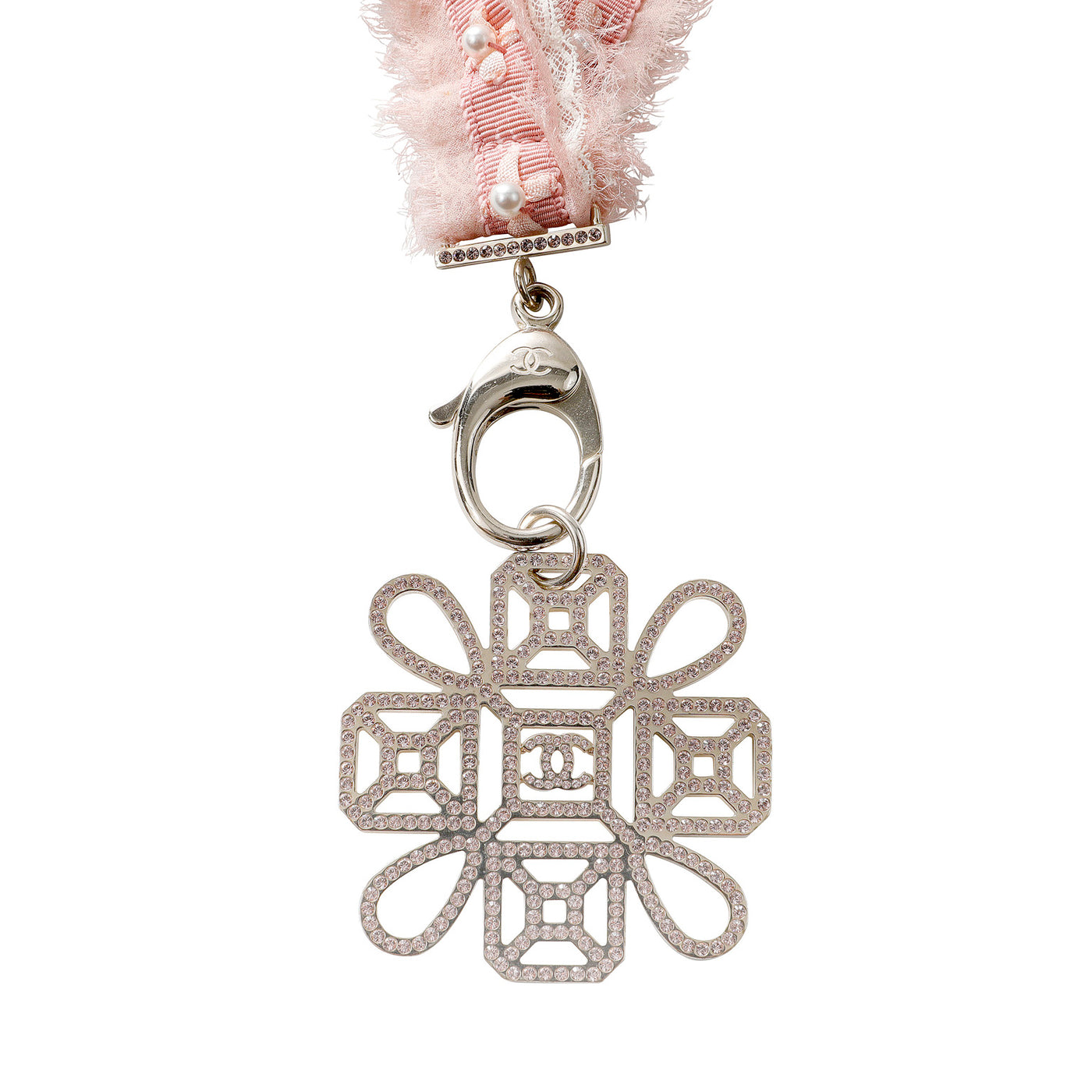 Chanel Pink Canvas Lanyard/Necklace w/ Medallion