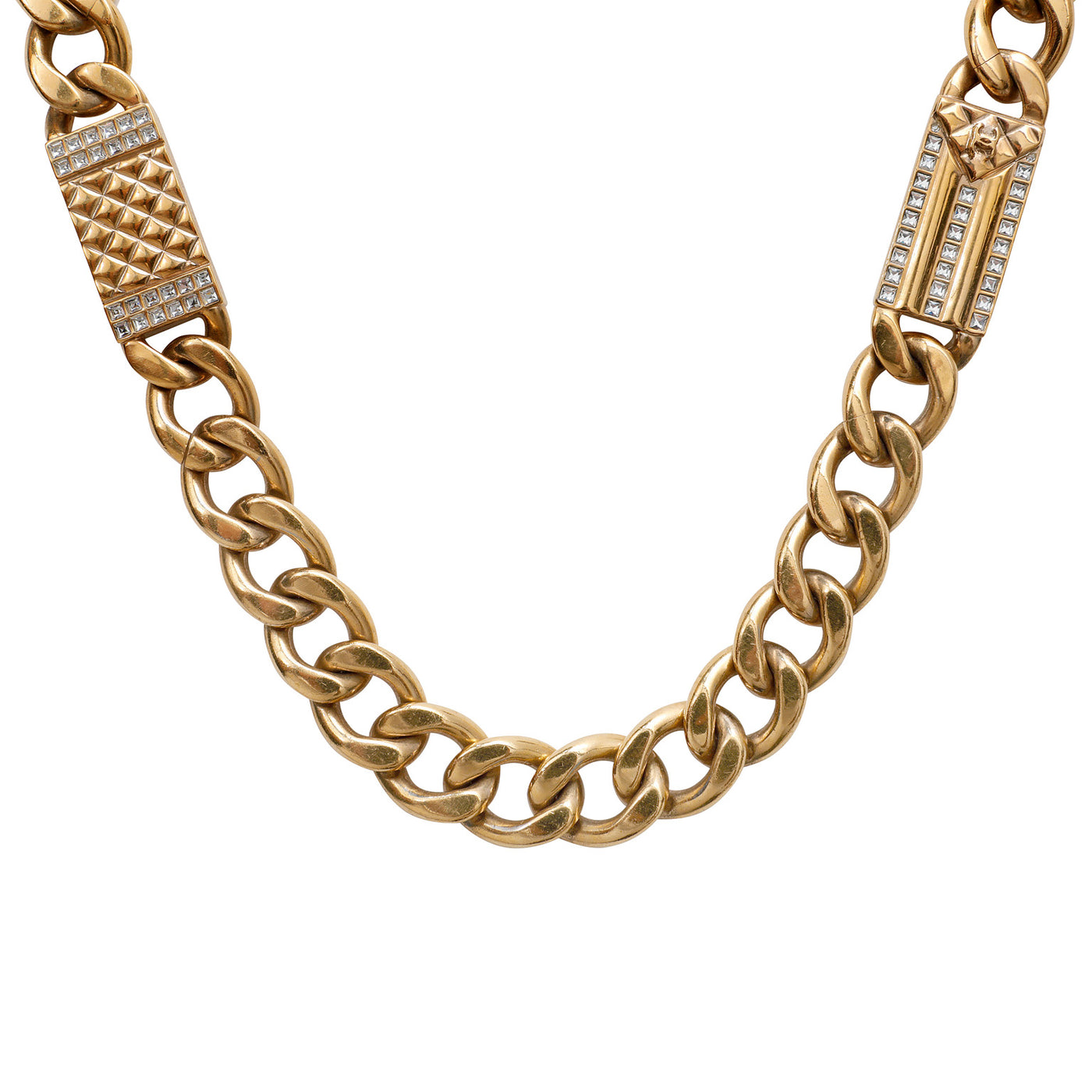 Chanel 24kt Gold Link Belt w/ Quilted & Crystal CC Charms Necklace