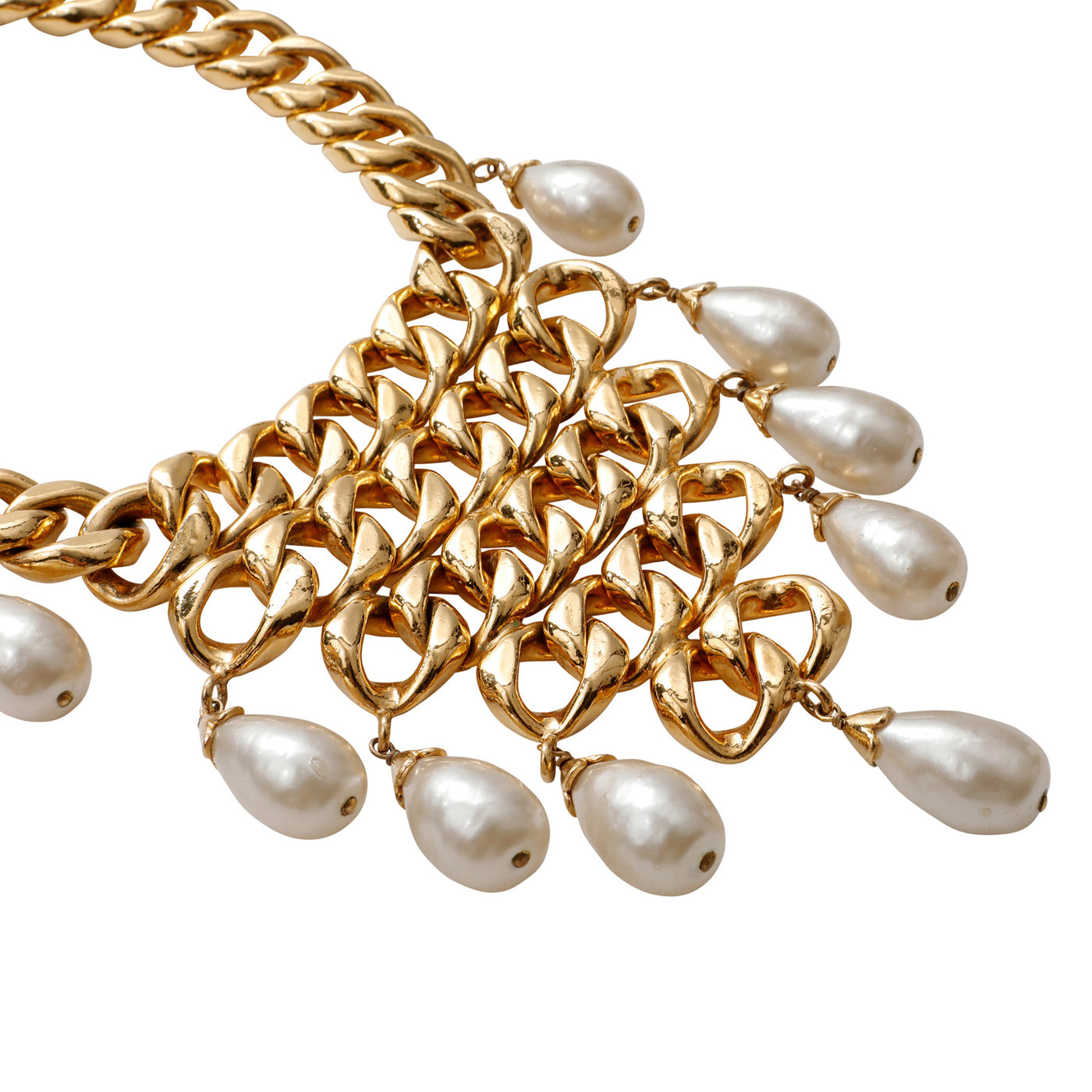 Chanel Pearl & Chain Gold Bib Choker