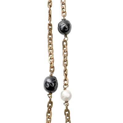 Chanel Black & White Satoire Extra Long Necklace