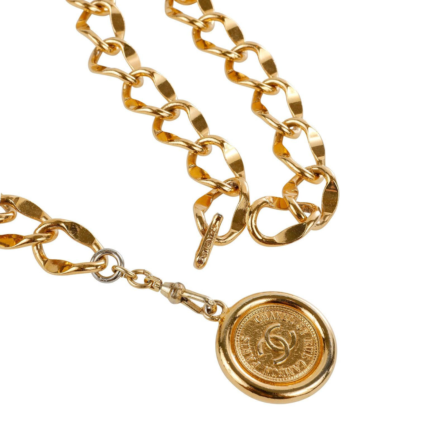 Chanel 24kt Gold Plated Byzantine Single Link Belt - Only Authentics