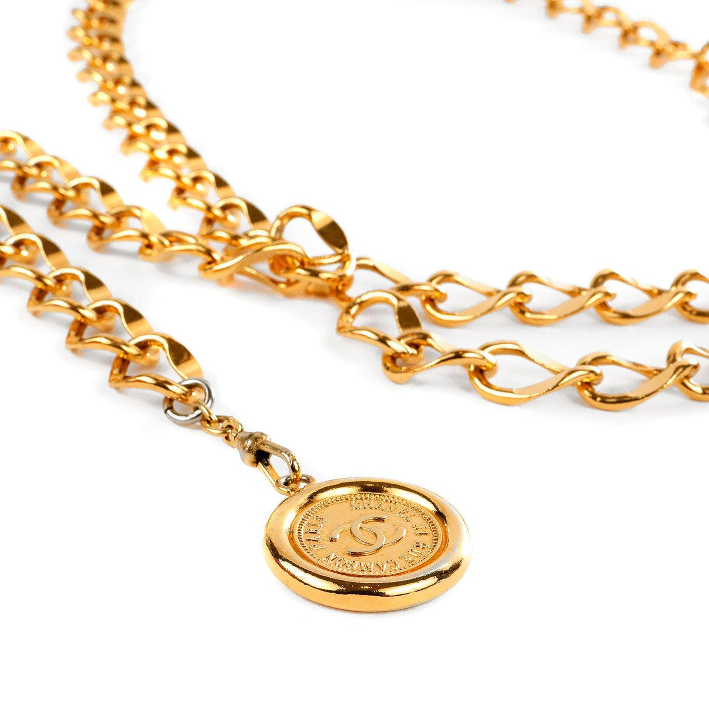 Chanel 24kt Gold Plated Byzantine Single Link Belt - Only Authentics