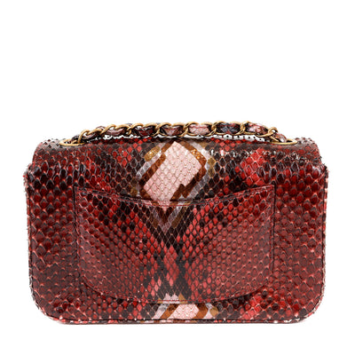 Chanel Burgundy Python Small Classic Flap with Gold Hardware