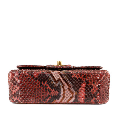 Chanel Burgundy Python Small Classic Flap with Gold Hardware