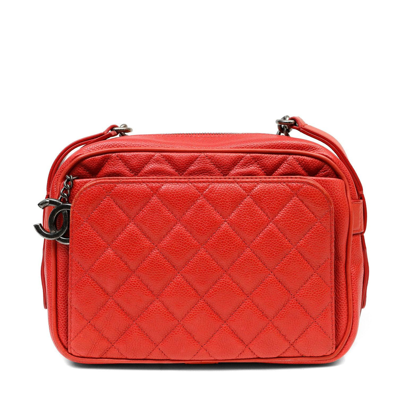 Chanel Red Caviar Leather Crossbody Bag - Only Authentics