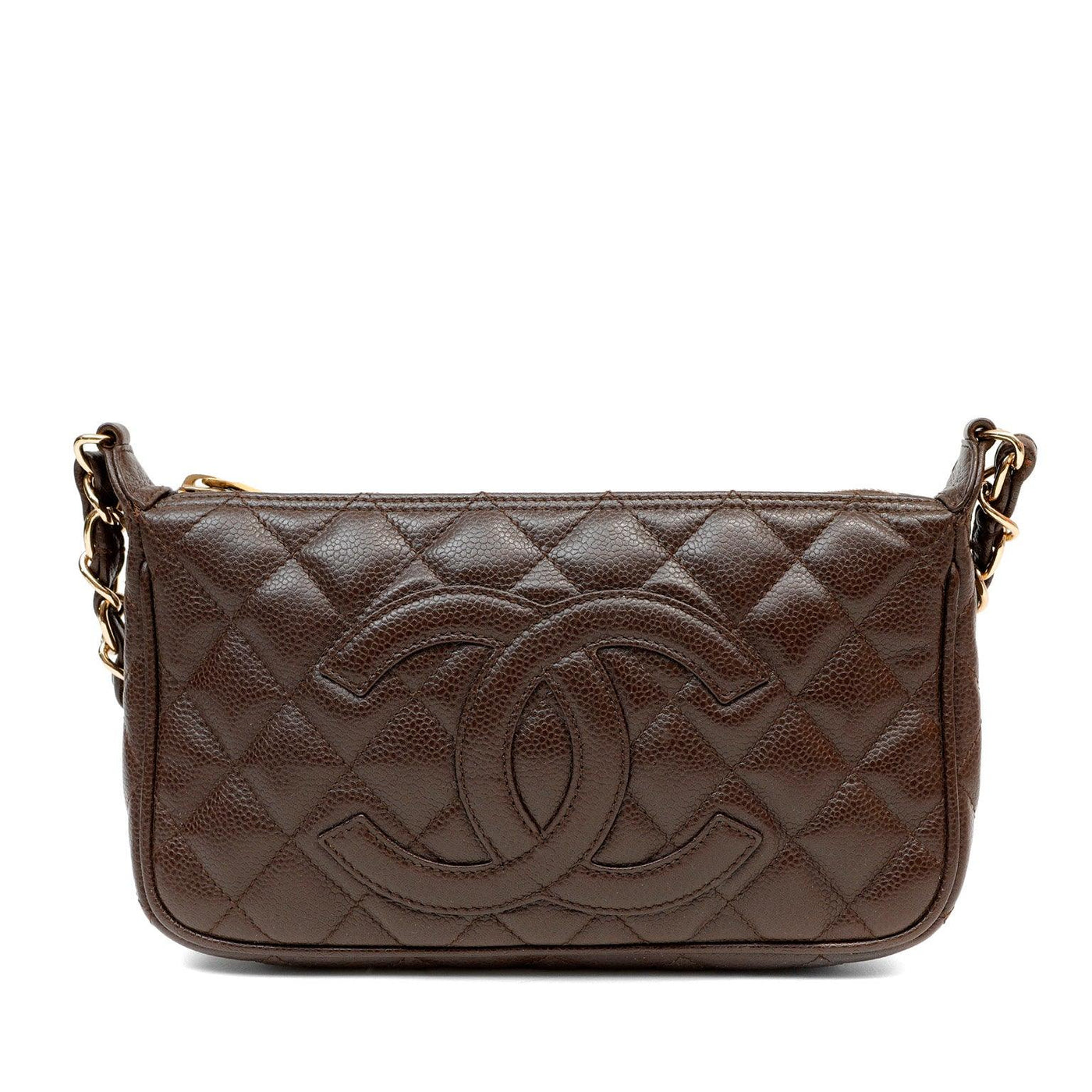 Chanel Brown Caviar Leather Timeless CC Shoulder Bag - Only Authentics