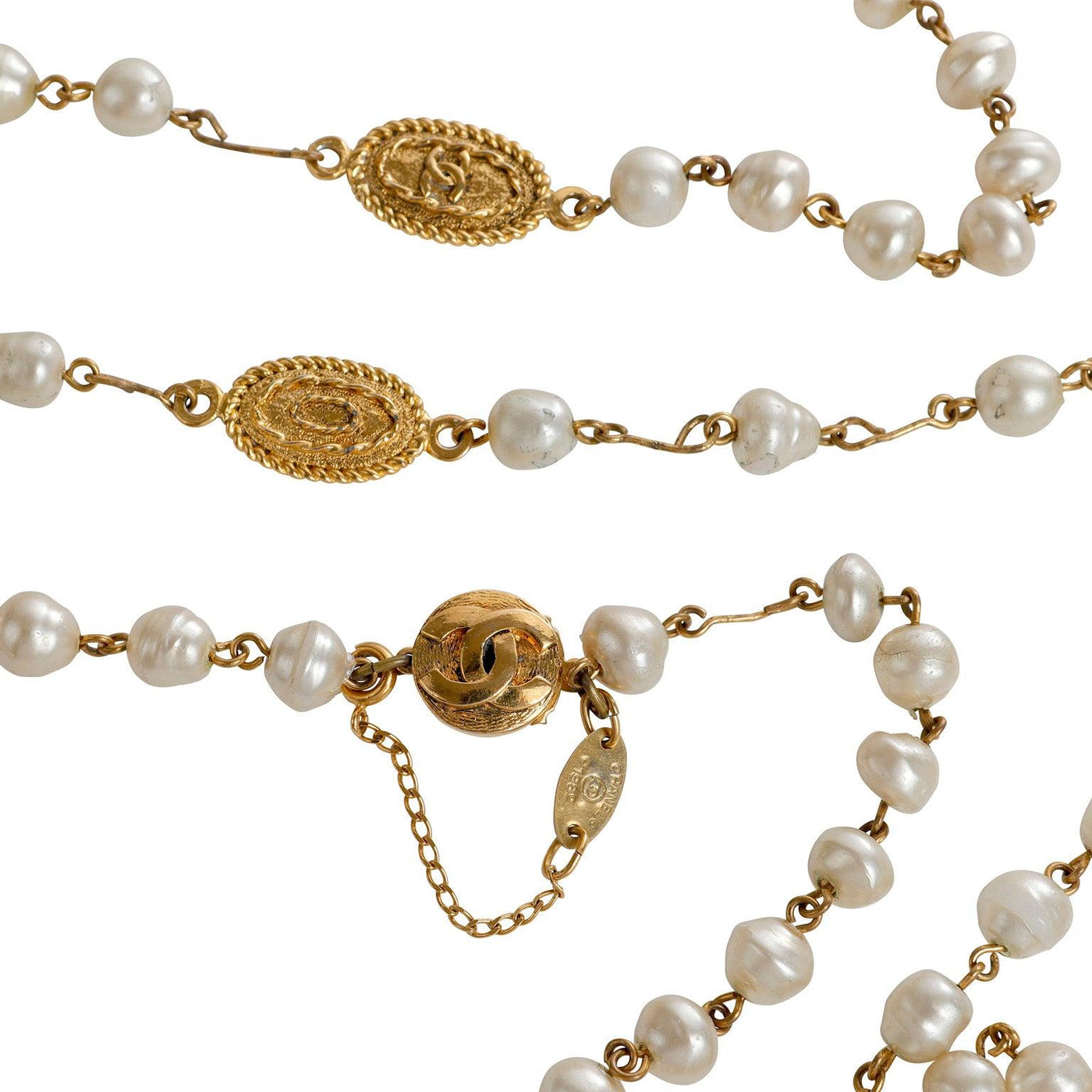 Chanel Pearl and Gold Vintage Satoir Necklace - Only Authentics