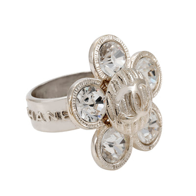 Chanel Large Stone Camellia Ring w/ CC Center