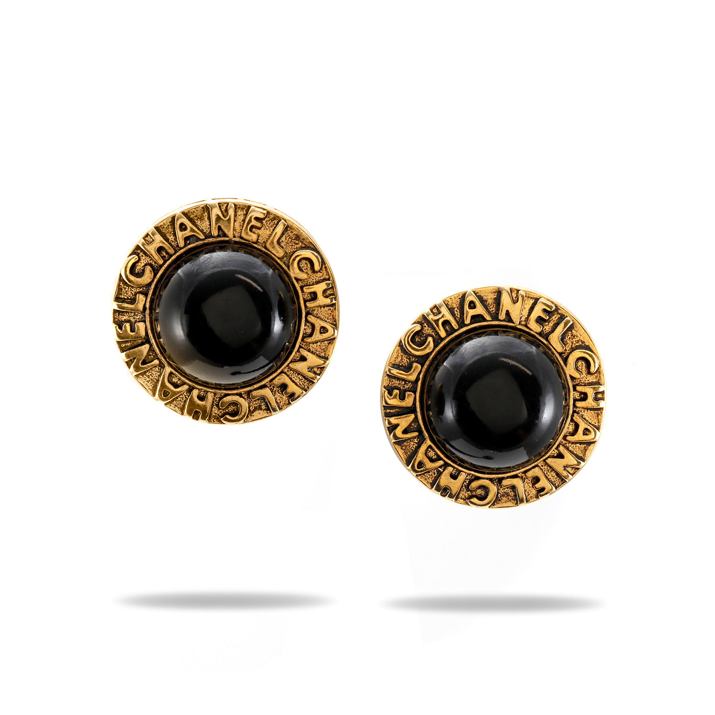 Chanel Vintage Navy Gripoix Button Earrings