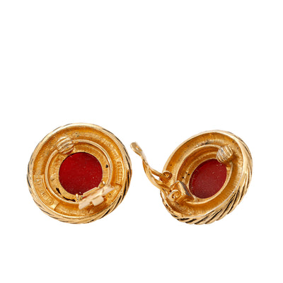 Chanel Red Gripoix and Gold Rope Vintage Earrings