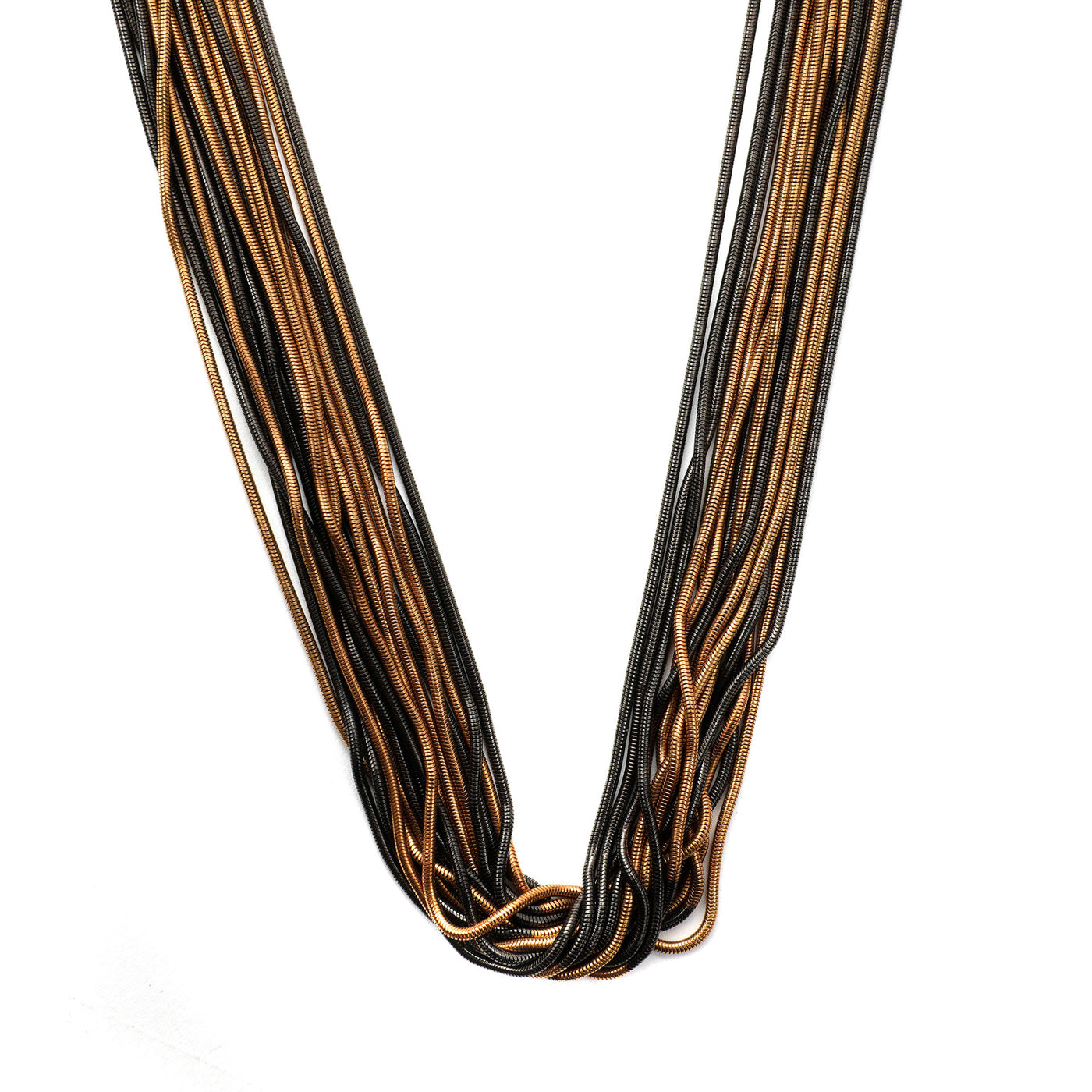 Chanel Gold and Black Multi Layered Snake Chain Necklace