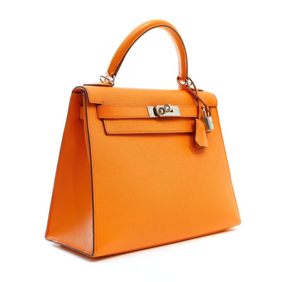 Hermès 28cm Orange Mango Epsom Sellier Kelly w/ Palladium Hardware - Only Authentics