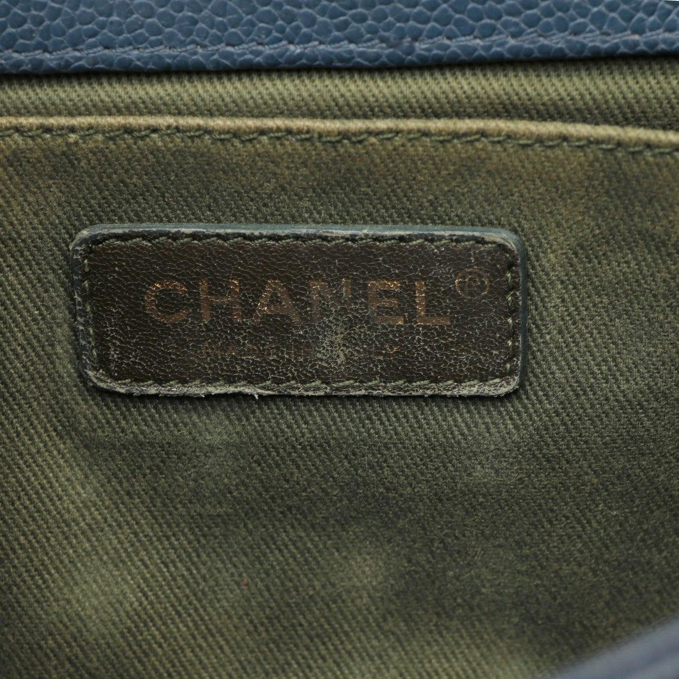Chanel Navy Blue Caviar Medium Boy Bag - Only Authentics