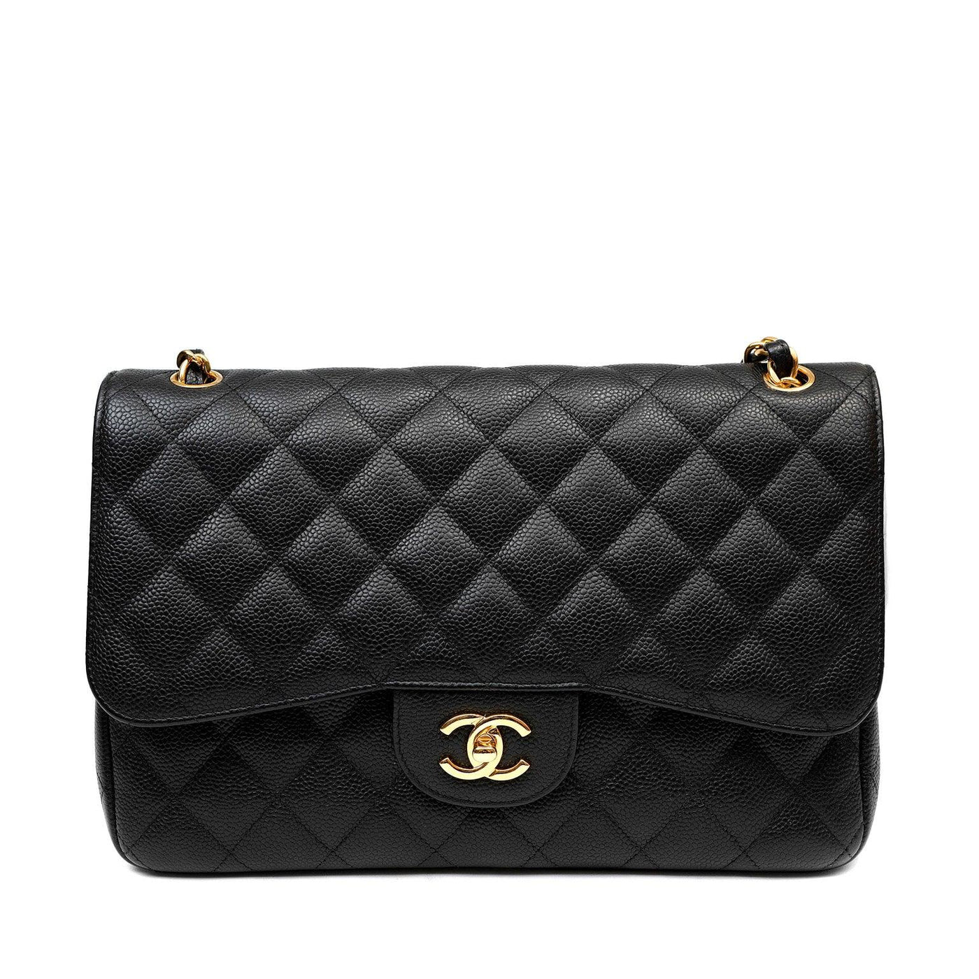 Chanel Black Caviar Jumbo Classic with Gold Hardware - Only Authentics