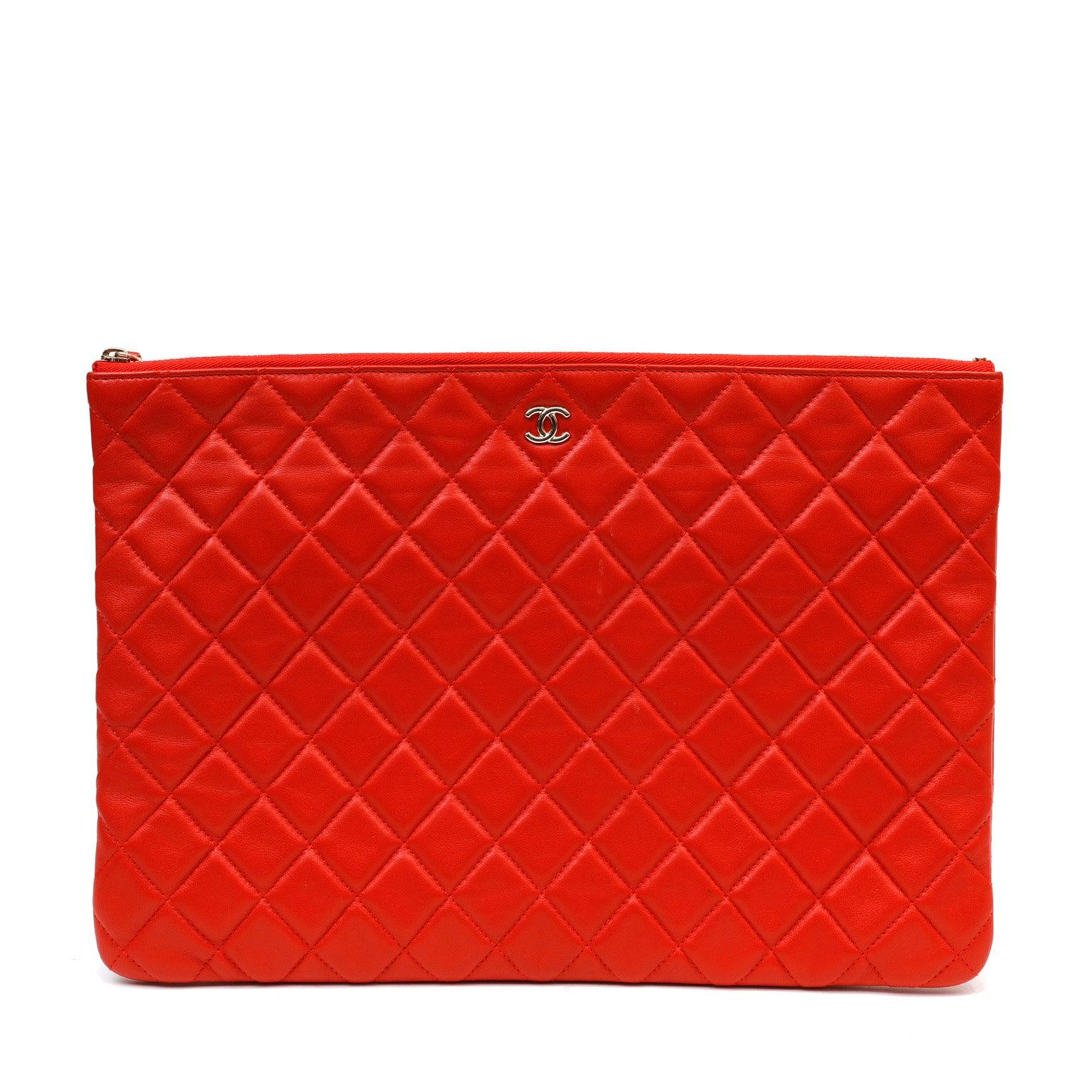 Chanel Red Quilted Lambskin Classic Large O Case – Only Authentics