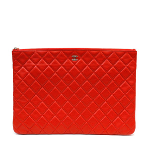 Chanel Red Quilted Lambskin Classic Large O Case - Only Authentics
