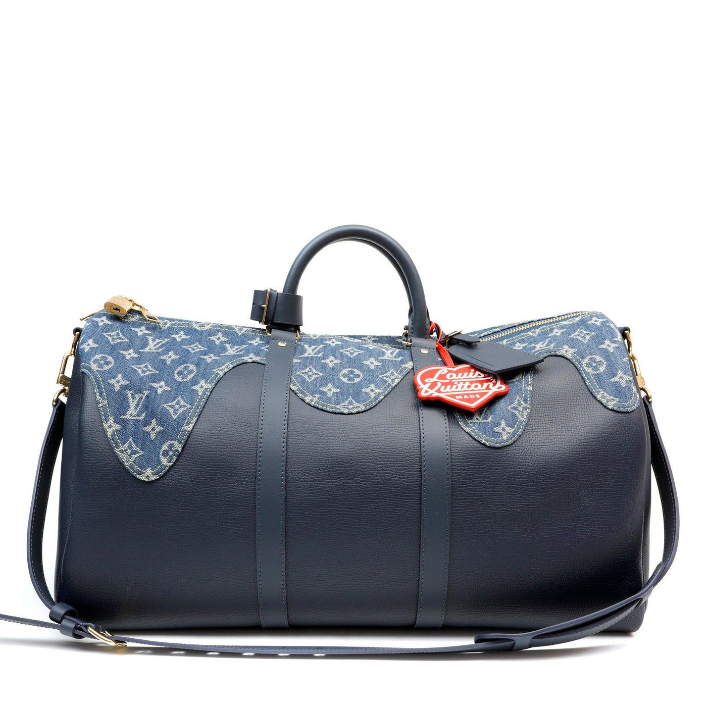 Louis Vuitton Navy Leather and Denim Monogram Drip Keepall 60 - Only Authentics