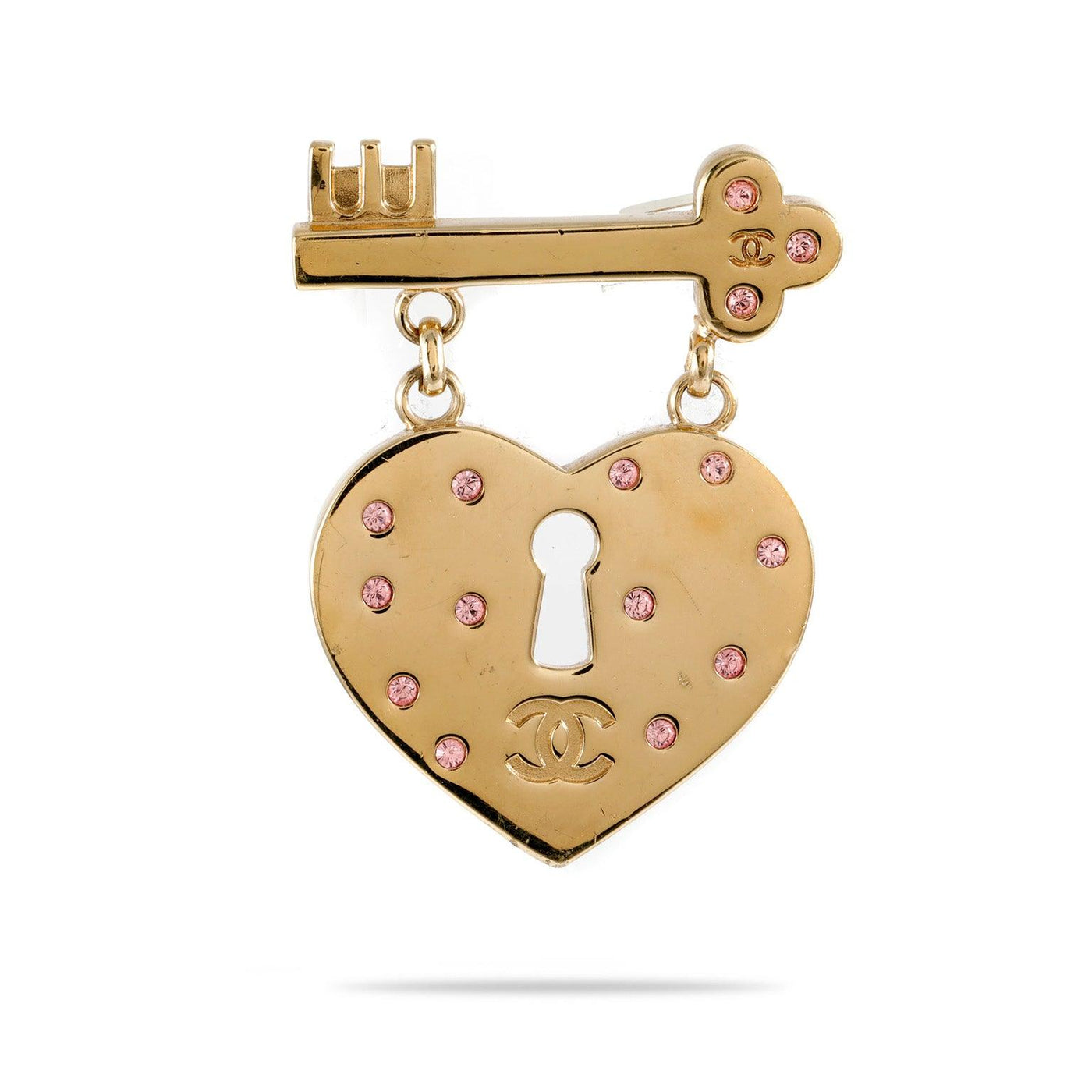 Chanel Gold Heart and Key Pin - Only Authentics
