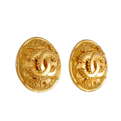 Chanel Gold CC Dotted Button Vintage Earrings - Only Authentics
