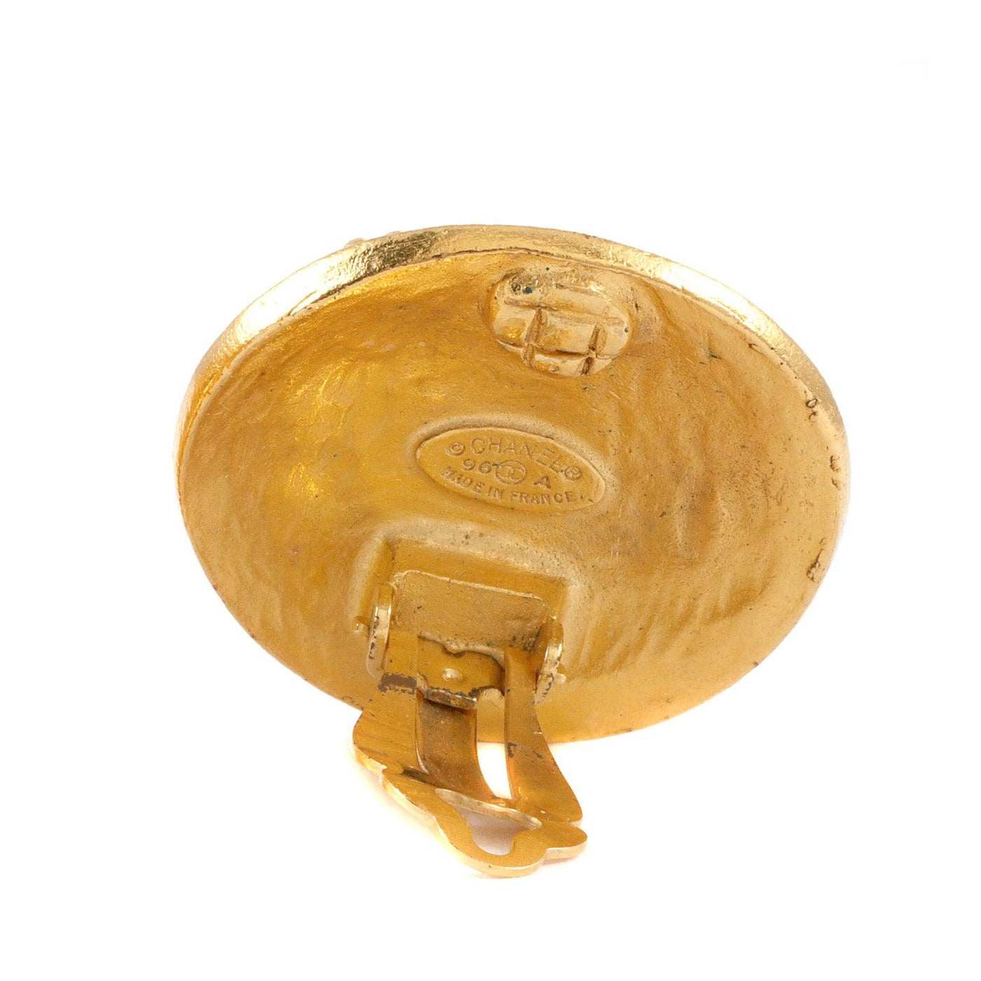 Chanel Gold CC Dotted Button Vintage Earrings - Only Authentics