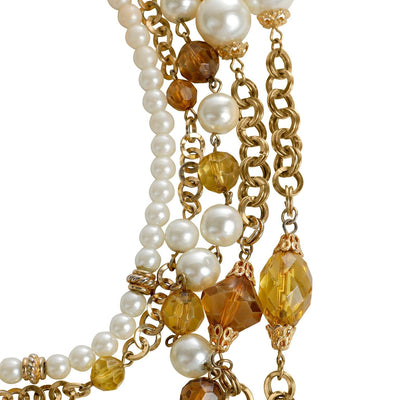 Chanel Pearl and Amber Crystal Layered Vintage Necklace - Only Authentics