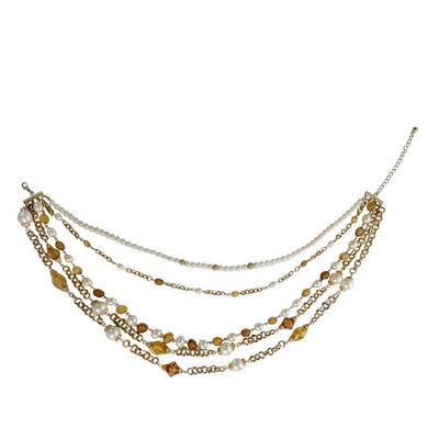 Chanel Pearl and Amber Crystal Layered Vintage Necklace - Only Authentics