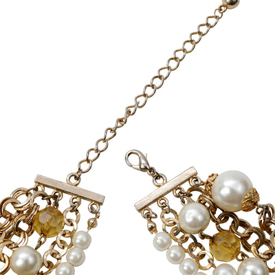 Chanel Pearl and Amber Crystal Layered Vintage Necklace